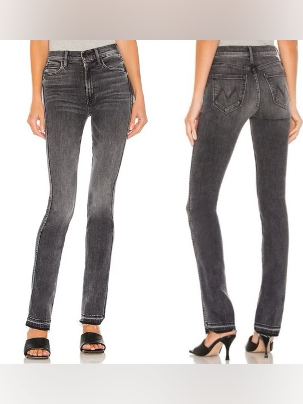 MOTHER High Waisted Rascal Slice Undone Hem Friday the 13th Washed Black Size 27